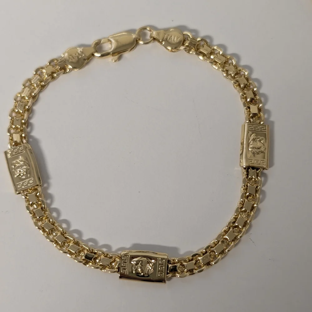 18K Italy Gold Plated Chain Necklace and Bracelet Set 750 ITALY